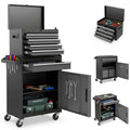 2 in 1 Rolling Tool Chest, 5-Drawer Tool Storage Cabinet with Wheels, Adjustable Shelf, Tool Box Organizer for Garage Warehouse Workshop